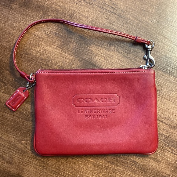 Coach Red Leather Wristlet - Picture 2 of 10